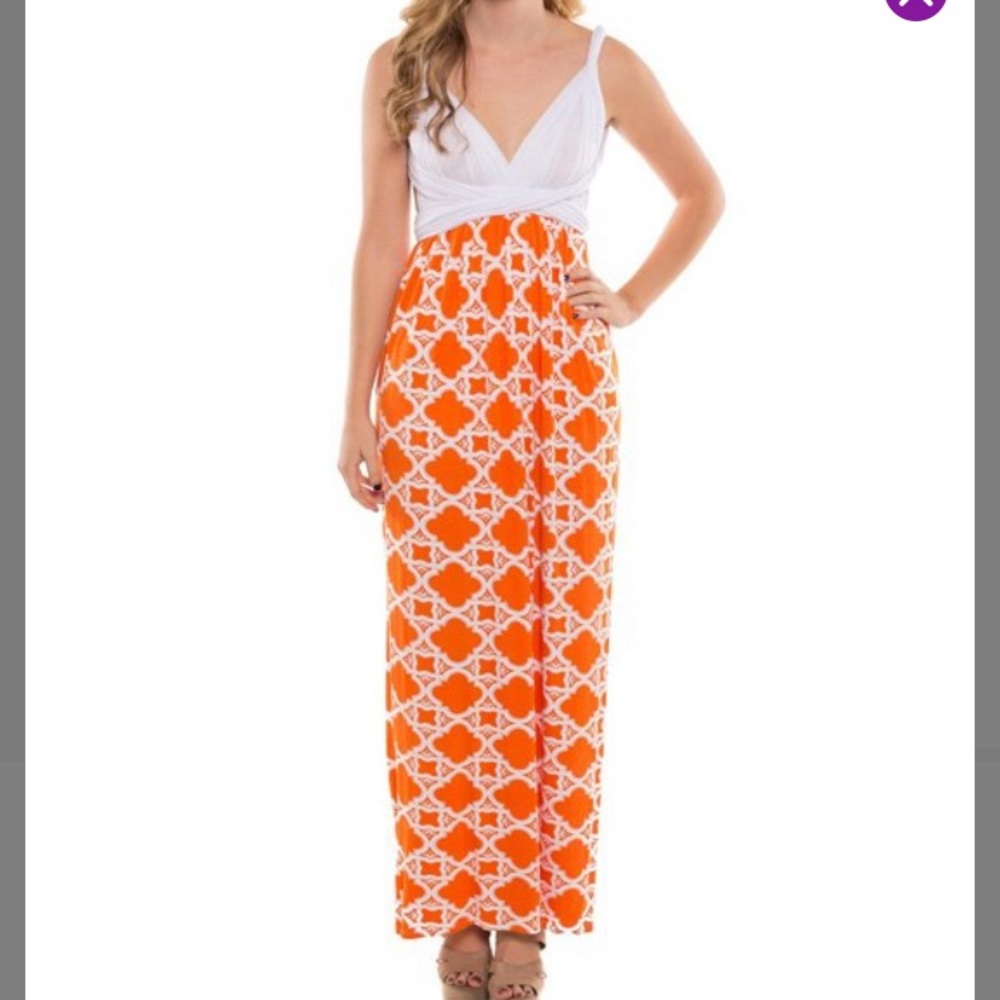 Cute White and orange convertible maxi dress new